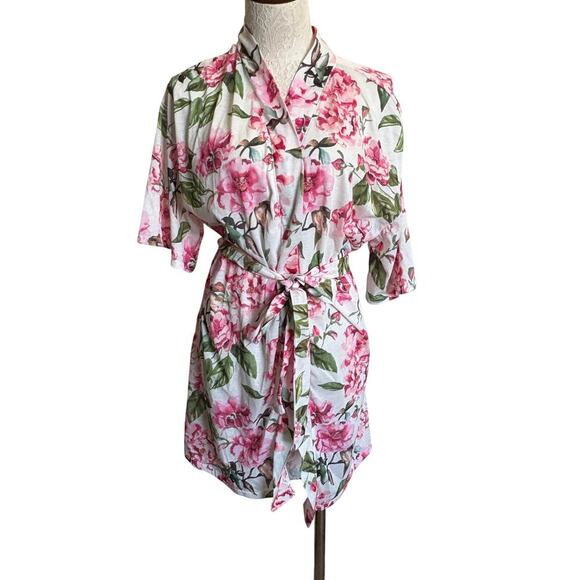 Show Me Your Mumu Floral Robe Kimono Pink Peony Print O/S Bridesmaid Resort Soft - Picture 2 of 5